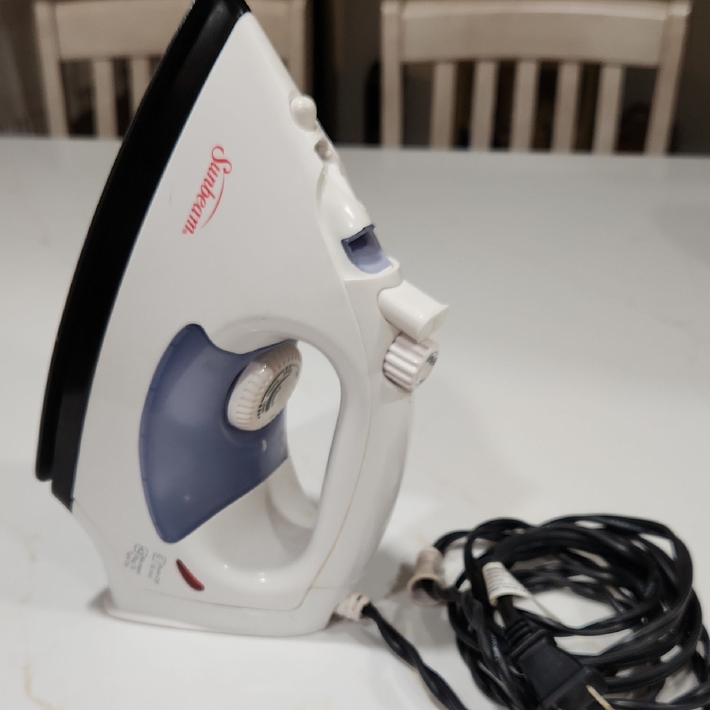 Sunbeam White and Black Iron with Blue Accents